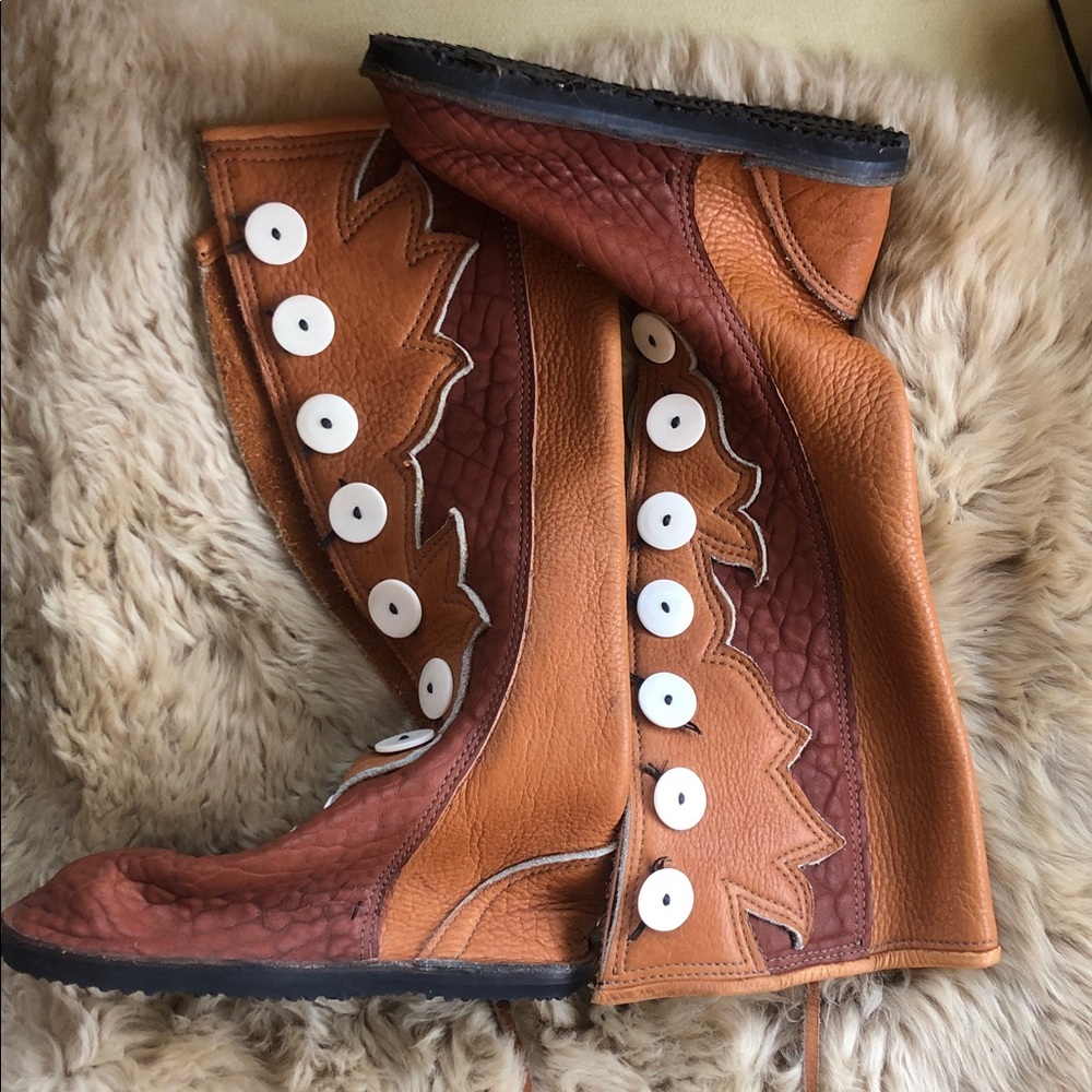 Handmade western leather moccasins